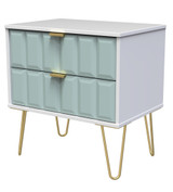 Cube Duck Blue and White 2 Drawer Midi Chest with Gold Hairpin Legs Welcome Furniture