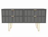 Cube Dusk Grey 4 Drawer Bed Box with Gold Hairpin Legs