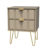 Cube Mushroom 2 Drawer Bedside Cabinet with Gold Hairpin Legs