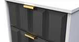 Cube Graphite and White 5 Drawer Bedside Cabinet with Gold Hairpin Legs Welcome Furniture