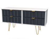 Cube Indigo and White 4 Drawer Bed Box with Gold Hairpin Legs Welcome Furniture