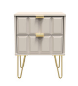 Cube Kashmir 2 Drawer Bedside Cabinet with Gold Hairpin Legs Welcome Furniture