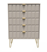 Cube Kashmir 5 Drawer Chest with Gold Hairpin Legs Welcome Furniture