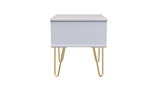 Cube Kobe Pink and White 1 Drawer Bedside Cabinet with Gold Hairpin Legs