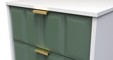 Cube Labrador Green and White 2 Drawer Bedside Cabinet with Gold Hairpin Legs Welcome Furniture