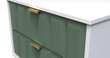 Cube Labrador Green and White 2 Drawer Midi Chest with Gold Hairpin Legs Welcome Furniture