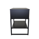 Diego Black Single Open Midi Bedside Cabinet with Black Frame Legs