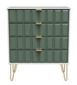 Cube Labrador Green and White 4 Drawer Chest with Gold Hairpin Legs Welcome Furniture