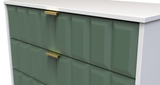 Cube Labrador Green and White 4 Drawer Chest with Gold Hairpin Legs Welcome Furniture