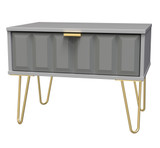 Cube Shadow Matt Grey 1 Drawer Midi Chest with Gold Hairpin Legs Welcome Furniture