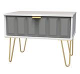 Cube Shadow Grey and White 1 Drawer Midi Chest with Gold Hairpin Legs Welcome Furniture