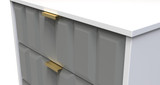 Cube Shadow Grey and White 3 Drawer Midi Chest with Gold Hairpin Legs Welcome Furniture