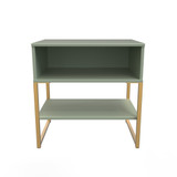 Diego Reed Green Single Open Midi Bedside Cabinet with Gold Frame Legs
