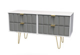 Cube Shadow Grey and White 4 Drawer Bed Box with Gold Hairpin Legs Welcome Furniture