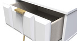 Cube White Matt 1 Drawer Bedside Cabinet with Gold Hairpin Legs