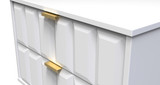 Cube White Matt 2 Drawer Midi Chest with Gold Hairpin Legs Welcome Furniture