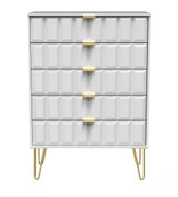 Cube White Matt 5 Drawer Chest with Gold Hairpin Legs Welcome Furniture