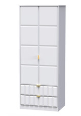 Cube White Matt 2 Door 2 Drawer Wardrobe Welcome Furniture