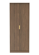 Diego Carini Walnut 2 Door Wardrobe with Gold Fittings Welcome Furniture