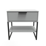 Diego Dusk Grey 1 Drawer Midi Bedside Cabinet with Black Frame Legs