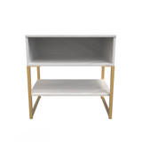 Diego Marble Single Open Midi Bedside Cabinet with Gold Frame Legs