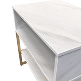 Diego Marble Single Open Midi Bedside Cabinet with Gold Frame Legs