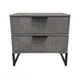 Diego Pewter 2 Drawer Midi Bedside Cabinet with Black Frame Legs