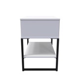 Diego White Single Open Midi Bedside Cabinet with Black Frame Legs 