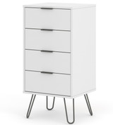 Augusta White Narrow 4 Drawer Chest