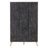 Nordic Charcoal 3 Door 3 Drawer Wardrobe 