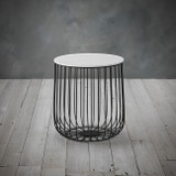 Enzo Small Large Cage Table with Marble Effect Table Top