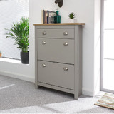 Lancaster Grey 2 Door 1 Drawer Shoe Cabinet