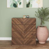 Catania Walnut Herringbone 4 Drawer Chest