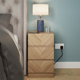 Catania Oak Herringbone 3 Drawer Bedside Chest 