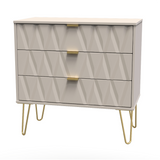 Diamond Kashmir 3 Drawer Chest with Gold Hairpin Legs