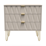 Diamond Kashmir 3 Drawer Chest with Gold Hairpin Legs