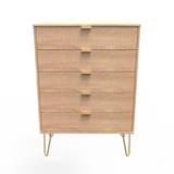 Linear Bardolino 5 Drawer Chest with Gold Hairpin Legs