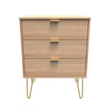 Linear Bardolino 3 Drawer Midi Chest with Gold Hairpin Legs
