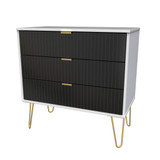 Linear Black and White 3 Drawer Chest with Gold Hairpin Legs