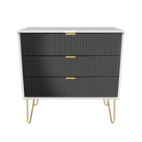 Linear Black and White 3 Drawer Chest with Gold Hairpin Legs