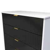 Linear Black and White 5 Drawer Chest with Gold Hairpin Legs