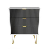 Linear Black and White 3 Drawer Midi Chest with Gold Hairpin Legs