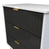 Linear Black and White 3 Drawer Midi Chest with Gold Hairpin Legs