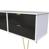 Linear Black and White 4 Drawer Bed Box with Gold Hairpin Legs