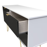 Linear Black and White 4 Drawer Bed Box with Gold Hairpin Legs