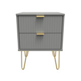 Linear Dust Grey 2 Drawer Bedside Cabinet with Hairpin Legs