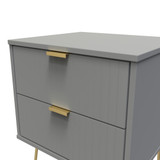 Linear Dust Grey 2 Drawer Bedside Cabinet with Hairpin Legs