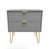 Linear Dust Grey 2 Drawer Midi Chest with Gold Hairpin Legs