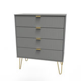 Linear Dust Grey 4 Drawer Chest with Gold Hairpin Legs