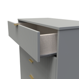 Linear Dust Grey 5 Drawer Chest with Gold Hairpin Legs